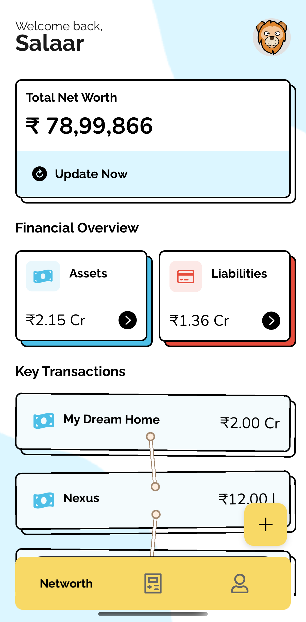 FinGym Net Worth Tracker Dashboard Screenshot