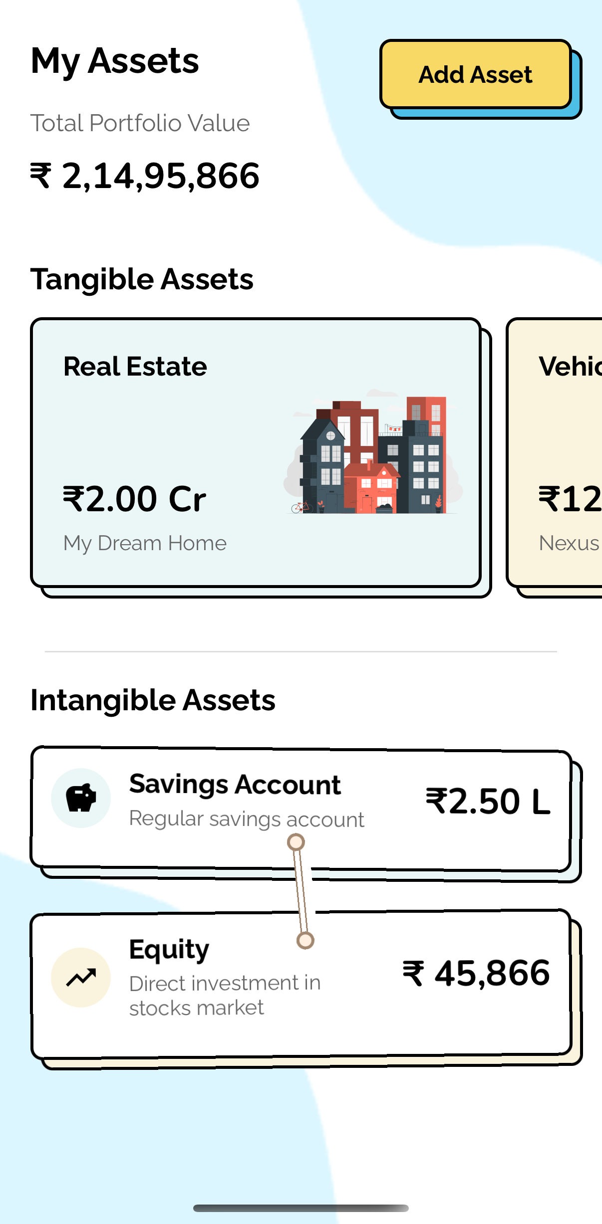FinGym Asset Management Interface Screenshot